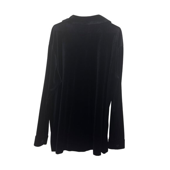 Preston & York Women Black Velvet Button-Up Shirt Blouse Sz L - Picture 10 of 15